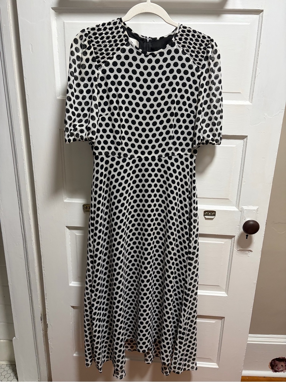 Donna Morgan Black and White Polka Dot Midi Dress